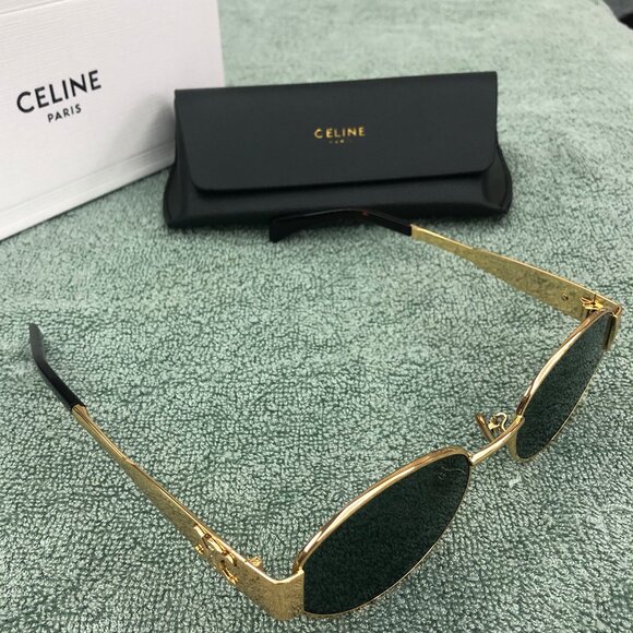 Celine Triomphe Gold Metal Sunglasses - Picture 3 of 6